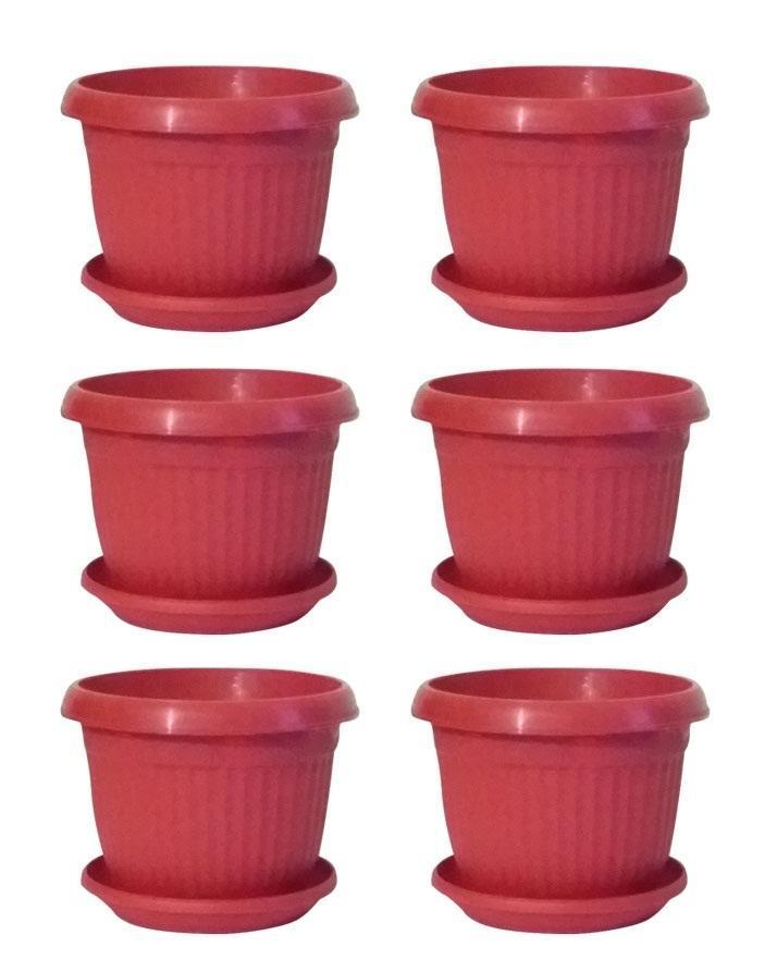 6x6 Inch Flowering/Seedling Pots with Trays  Pack of 6 for Home or Kitchen Garden