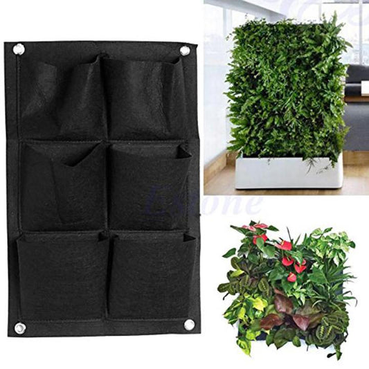 WallGrow 6-Pocket Hanging Grow Bag  16x28 Inch for Herbs, Flowers & Greens