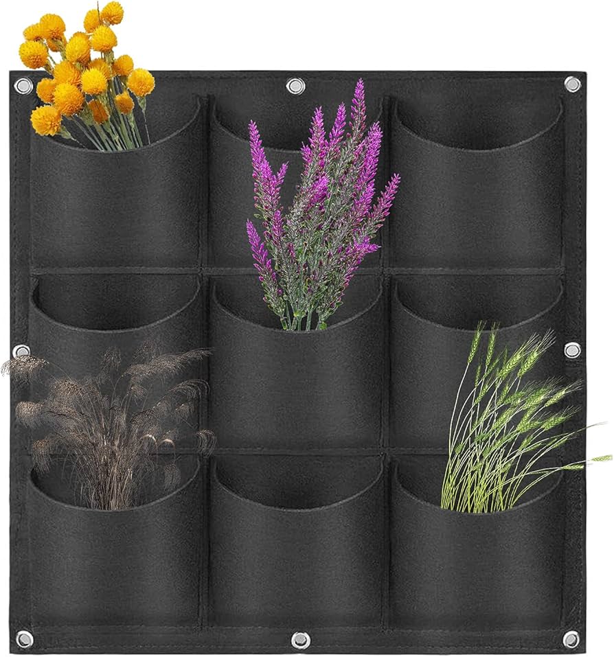 WallGrow 9-Pocket Hanging Grow Bag  24x28 Inch for Herbs, Flowers & Green Walls