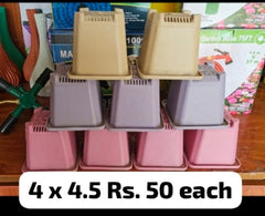 4x4.5 Inch Square Nursery Pot  Single Piece for Herbs, Succulents & Vegetables