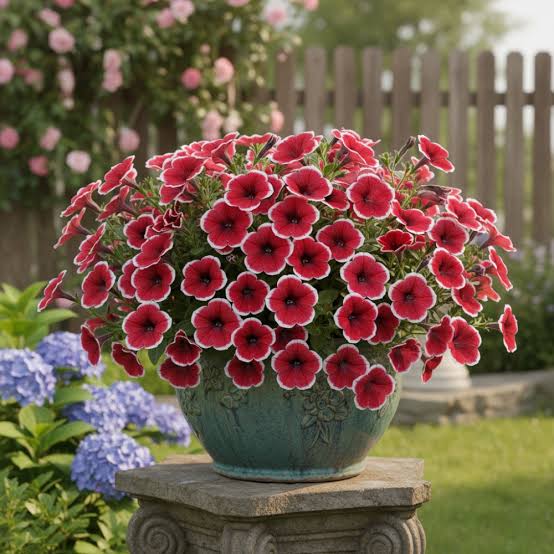 F1 Petunia Red Picotee Seeds in Pakistan  Hybrid Flower Seeds for Pots, Beds & Borders