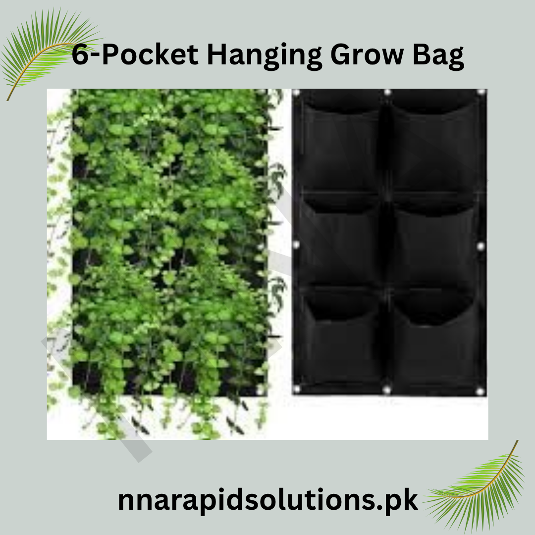 WallGrow 6-Pocket Hanging Grow Bag  16x28 Inch for Herbs, Flowers & Greens