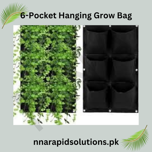 WallGrow 6-Pocket Hanging Grow Bag  16x28 Inch for Herbs, Flowers & Greens